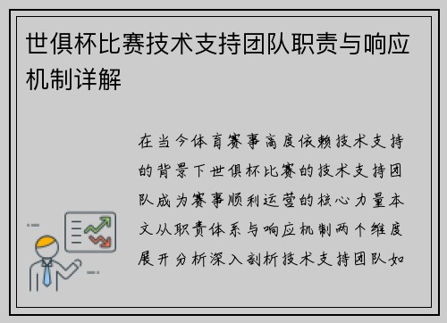 世俱杯比赛技术支持团队职责与响应机制详解
